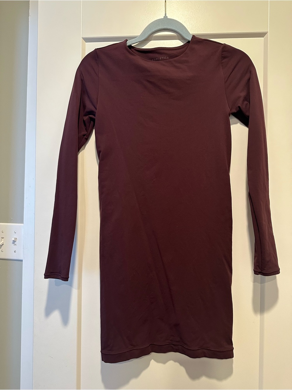 NWOT Fabletics Long Sleeve Mini Dress in Deep Burgundy